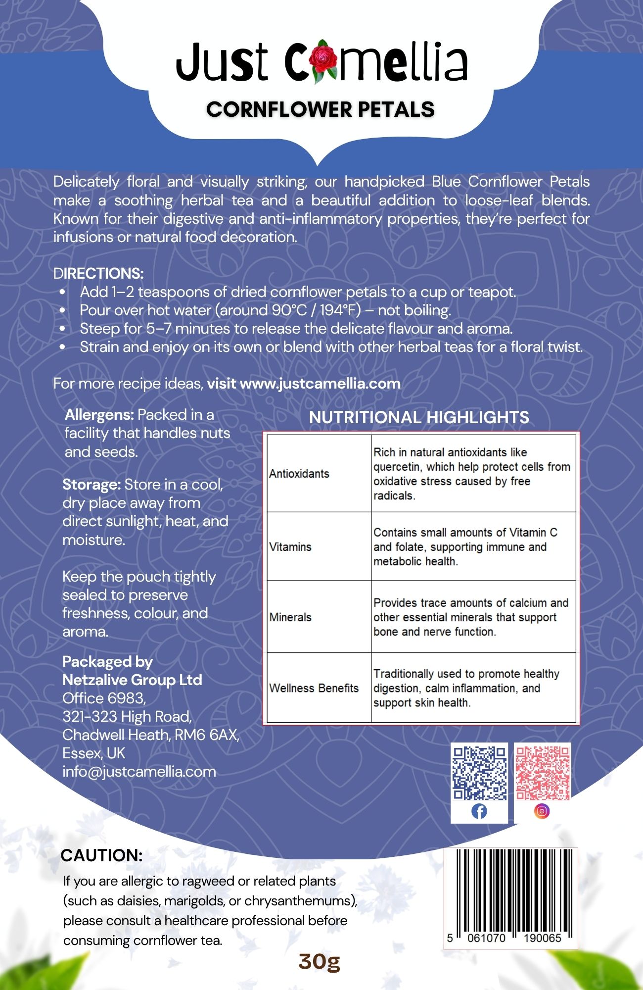 Just Camellia Cornflower Petals