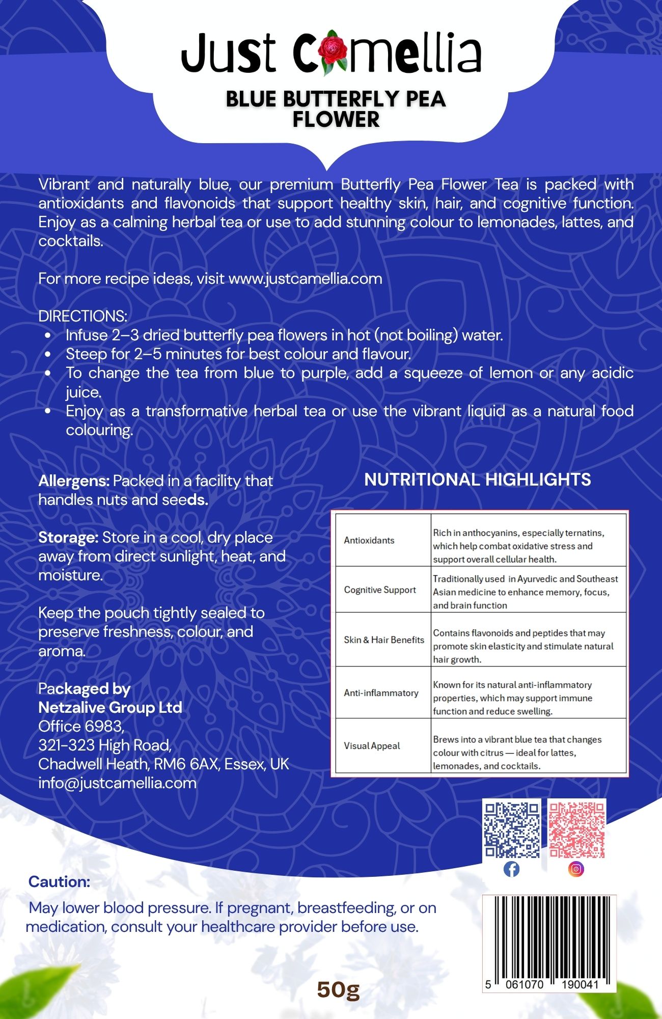 Just Camellia Blue Cornflower Petals