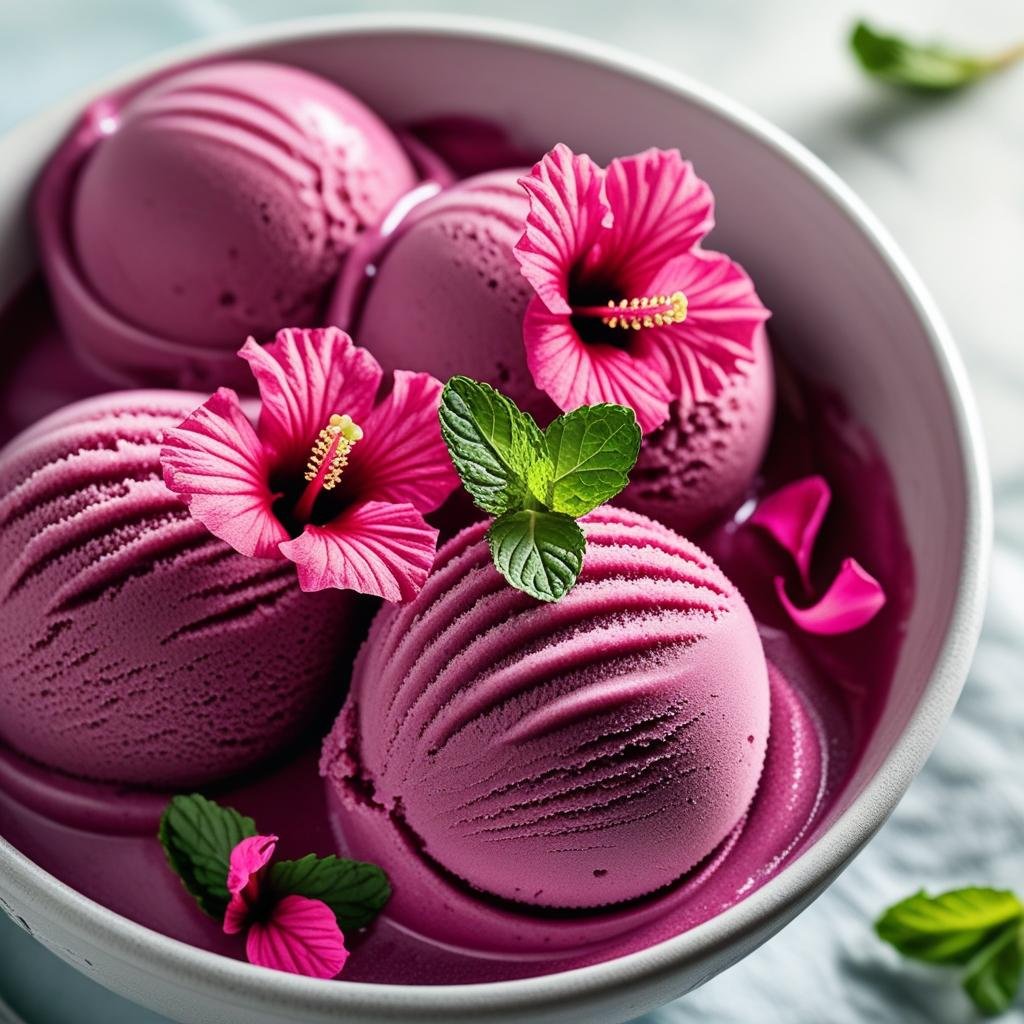 Hibiscus Sorbet / Ice Cream 2 Hibiscus Sorbet / Ice Cream 2