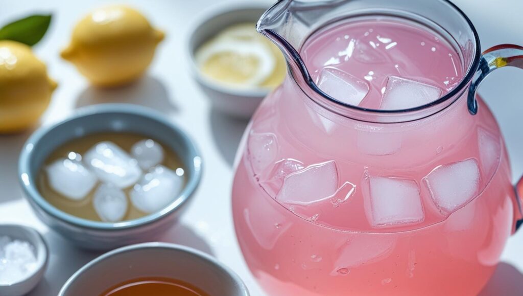 Cornflower Lemonade (Pink Lemonade) and preparatory , fresh lemon juice, honey or agave, ice. (1) Cornflower Lemonade (Pink Lemonade) and preparatory , fresh lemon juice, honey or agave, ice. (1)
