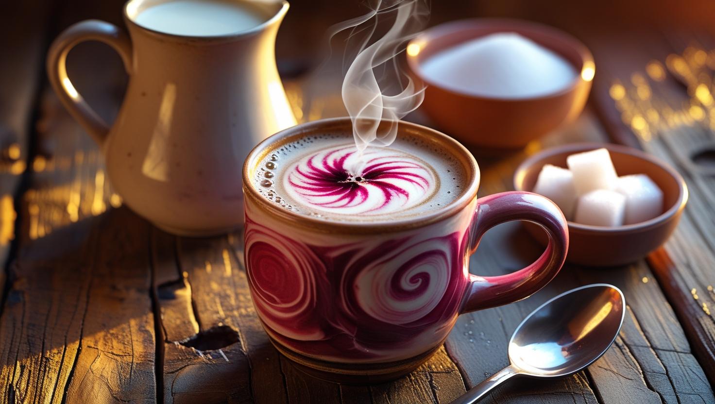 Hibiscus Latte (Hot or Iced) and preparatory items