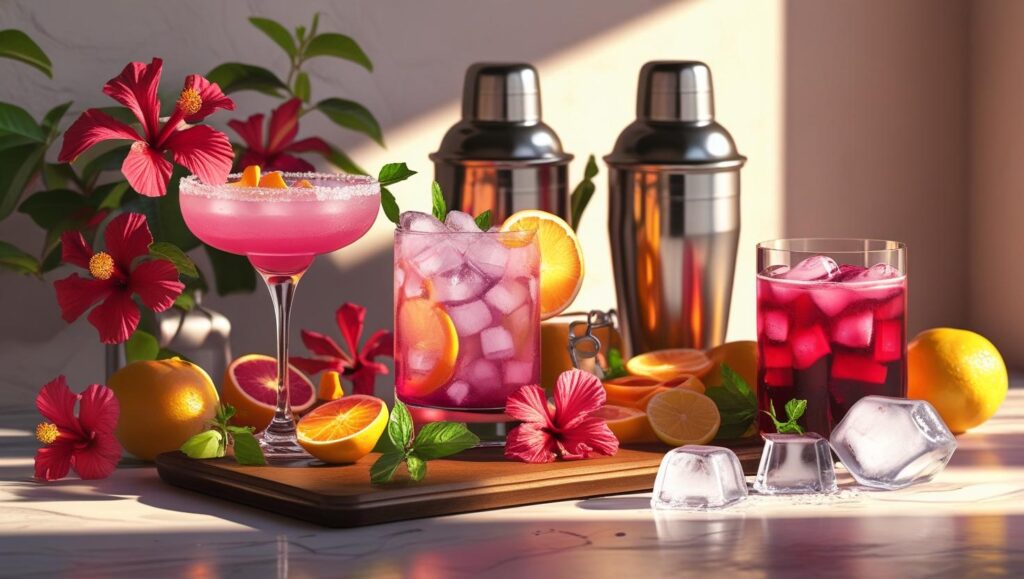 Hibiscus Margarita _ Sangria (non-alcoholic or with wine) and preparatory items (1) Hibiscus Margarita _ Sangria (non-alcoholic or with wine) and preparatory items (1)
