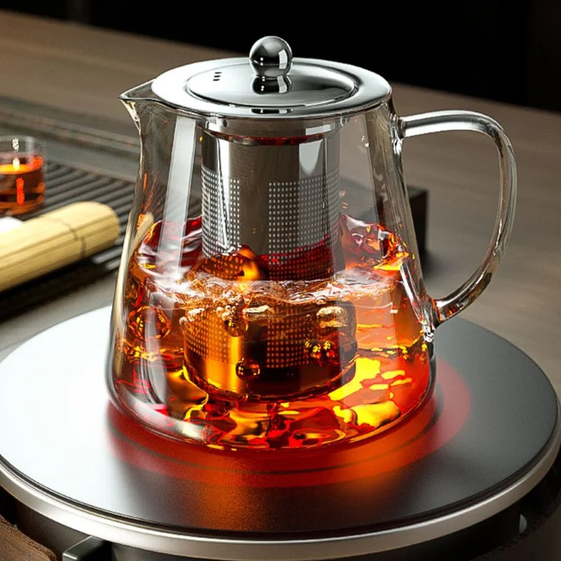 Heat Resistant Glass Teapot with Stainless Steel Infuser - Image 5