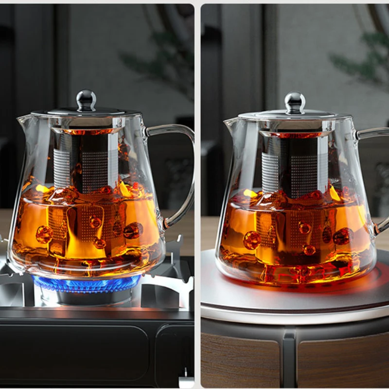 Heat Resistant Glass Teapot with Stainless Steel Infuser - Image 3