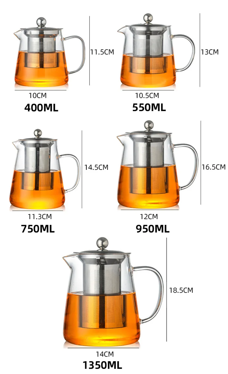 Heat Resistant Glass Teapot with Stainless Steel Infuser - Image 7